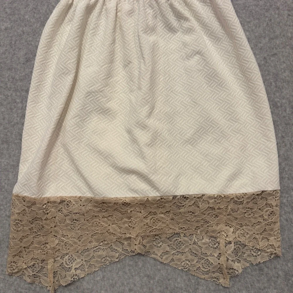 Bonnie Jean Girls Cream Textured Lace Trim Handkerchief Hem Dress Size 10